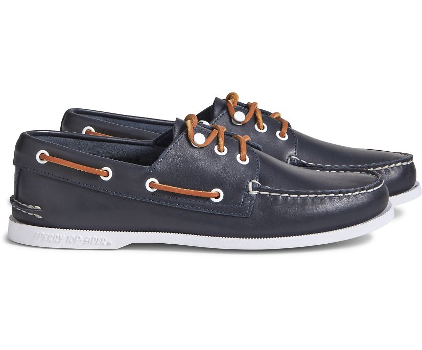Sperry Cloud Authentic Original 3-Eye Leather Boat Shoes - Men's Boat Shoes - Navy [FZ0784923] Sperr